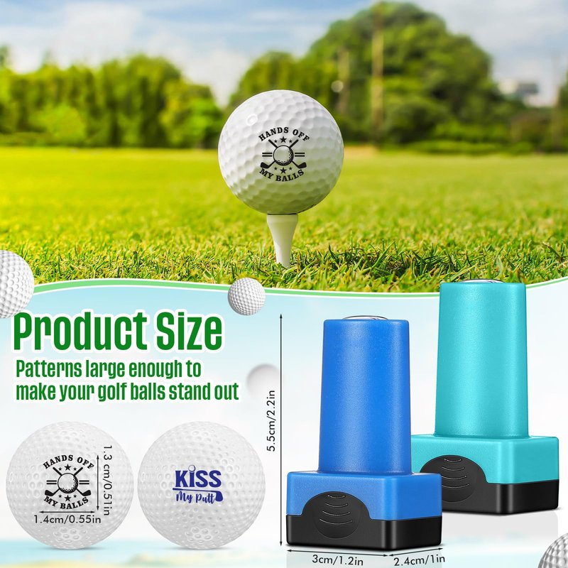 Gersoniel 2 Pack Golf Ball Stamp Self-Inking Golf Ball Stamp Markers Reusable Golf Ball Marking Tool to Identify Golf Balls for Golfer Gift Golfing Accessories(Fashion)