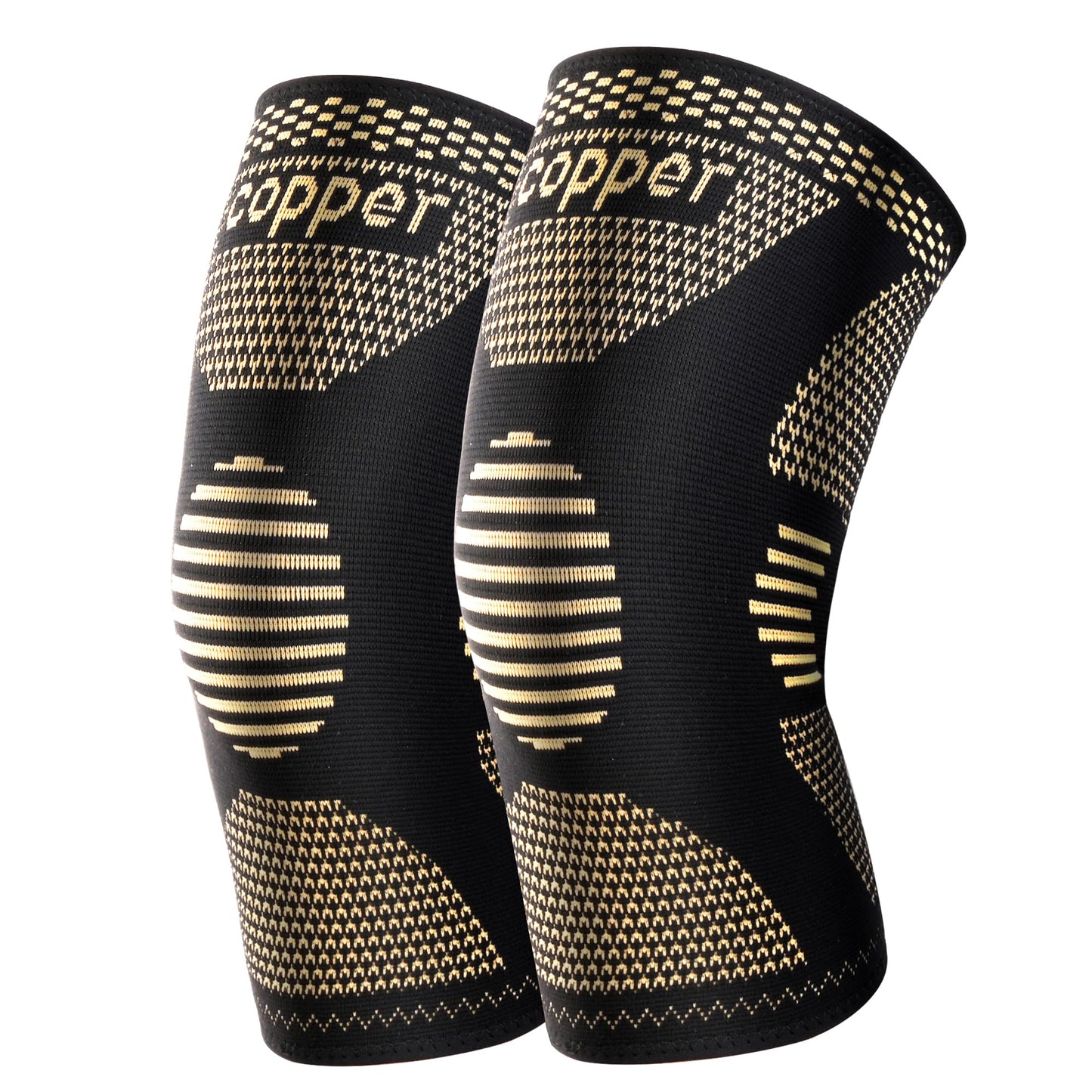 JHVW Copper Knee Brace for Women Men, 2 Pack Knee Braces for Knee Pain, Knee Support Compression Sleeve for Meniscus Tear, ACL & Arthritis Pain Relief