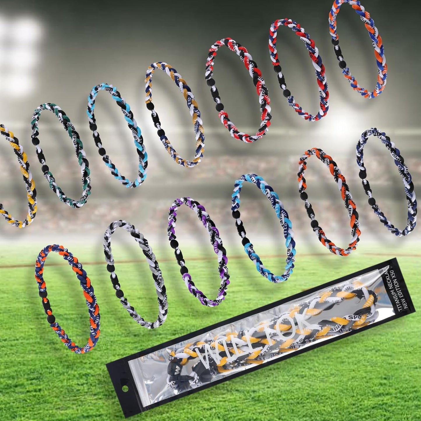 Willtok Premium Baseball Necklace - 18-Inch Nylon Tri-Braided Tornado Design for Stylish Fans