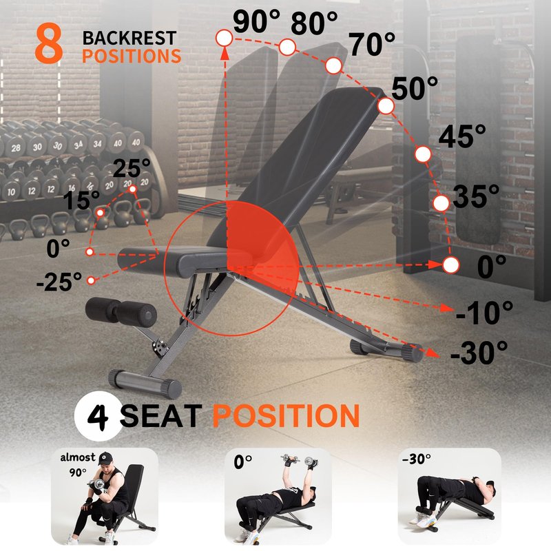 BARWING Adjustable Weight Bench for Home Gym,700LBS Foldable Incline Bench for Full Body Workout Easy Assembly Training Decline Bench