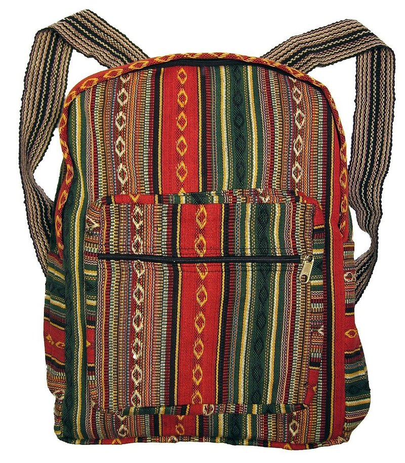 Original Collections Unisex Tribal Red Woven Cotton Ethnic Hippie Backpack or Daypack