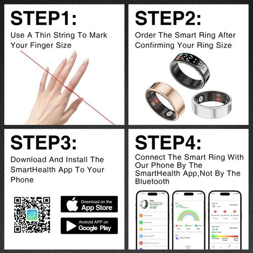 Lermayal Smart Ring Women, Smart Ring Men Fitness Tracker with Heart Rate, Blood Oxygen, Sleep Monitoring, Step Counting, IP68 Waterproof for iPhone and Android (#12)