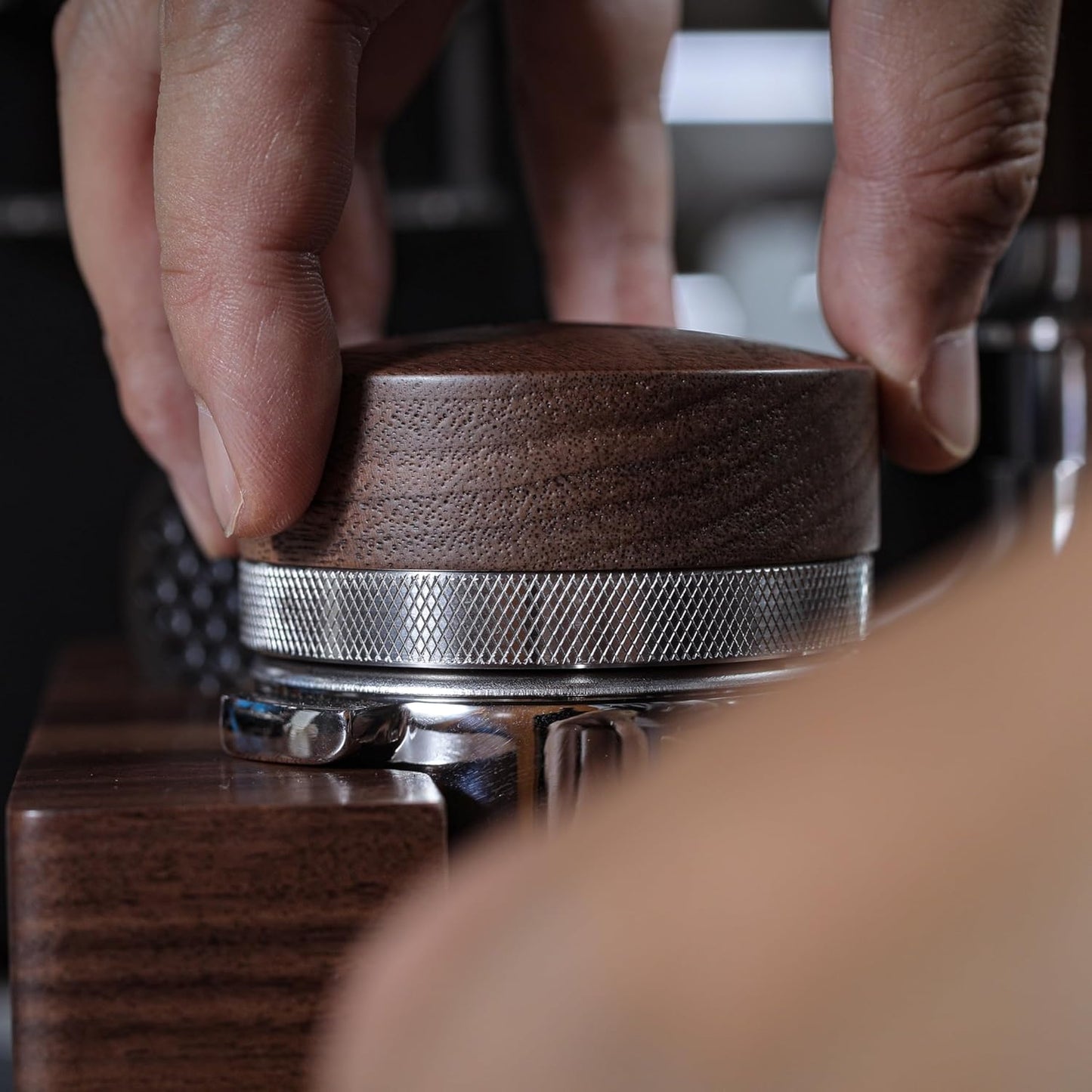 54mm Adjustable Espresso Distribution Tool - Walnut & Stainless Steel Leveler for Breville Machines
