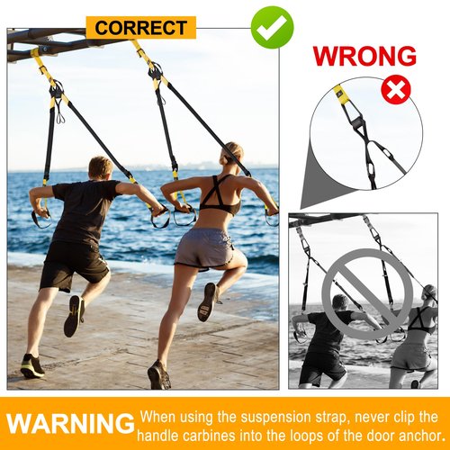 Home Resistance Training Kit, Resistance Trainer Fitness Straps for Full-Body Workout, Bodyweight Resistance Bands with Handles, Door Anchor, Workout Guide for Home Gym (Resistance) (Black, Yellow)