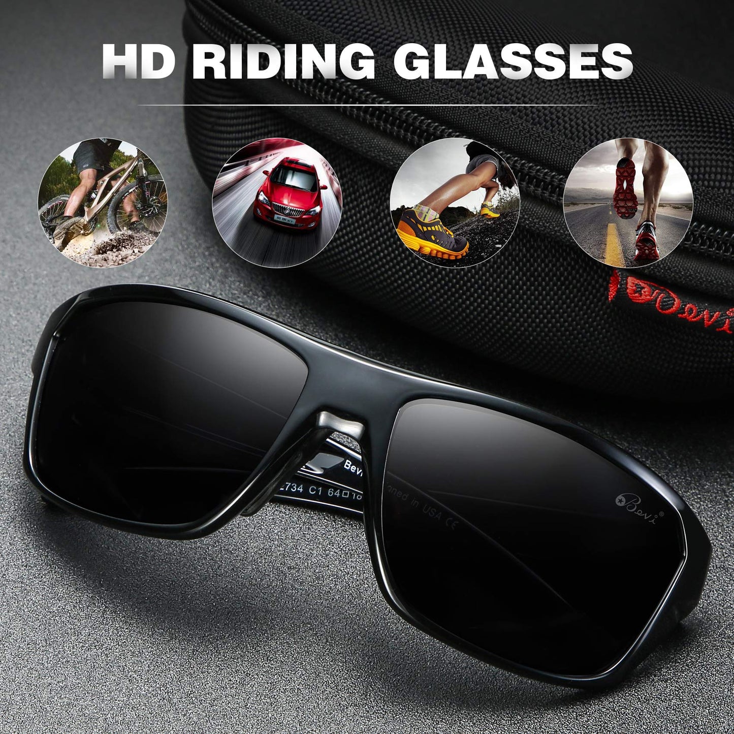Bevi Polarized Sports Sunglasses for Women and Men Driving Shades Cycling Running UV Protection 2734C1