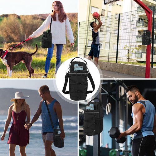 Magnetic Gym Bag & Water Bottle Holder for Men & Women | Fits 20oz to 64oz Bottles | Crossbody Sling with 4 Strong Magnets | Waterproof 900D Fabric with Phone & Key Pockets for Fitness, Gym & Sports