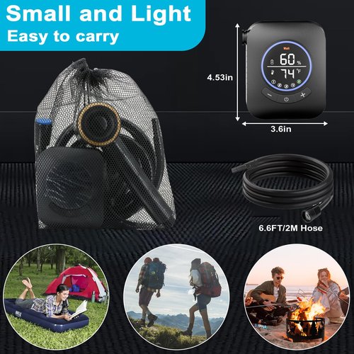 Portable Shower for Camping, 8000mAh Rechargeable Camping Shower Pump with 3X Stronger Water Flow, 5 Pressure Levels & 4 Shower Modes Outdoor Shower with Intelligent LED Display for Hiking, Black