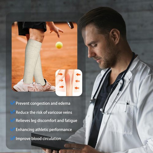 LEVSOX Cotton Compression Socks - 20-30mmHg Knee High Support for Women & Men | Ideal for Nurses & Travel