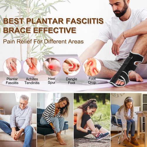SNUSIM Plantar Fasciitis Night Splint - Upgraded Plantar Fasciitis Relief Braces For Women Men Day Night - Ankle Brace Arch Support Achilles Tendonitis Relief Foot Drop Heel Pain Relief - Breathable