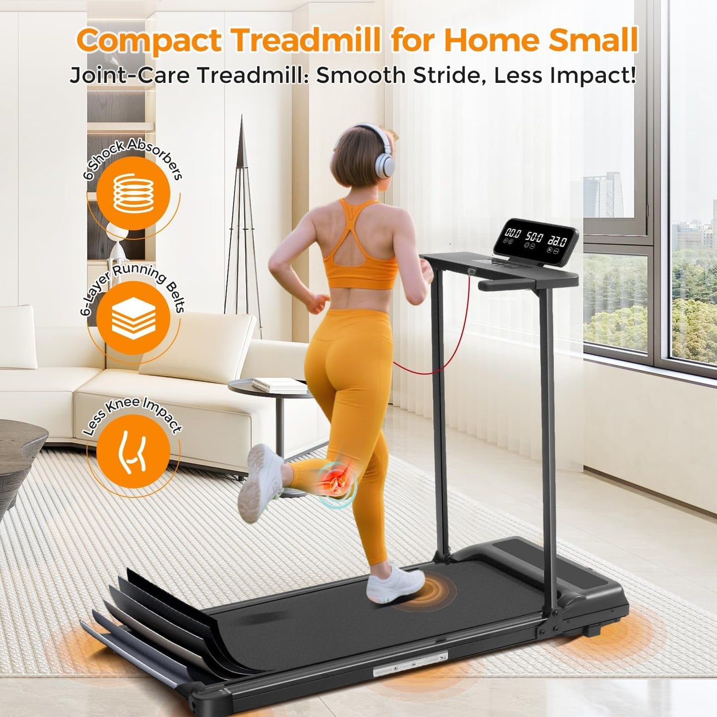 POTUPUS Portable Foldable Treadmill with Handle Bar Walking Pads for Home
