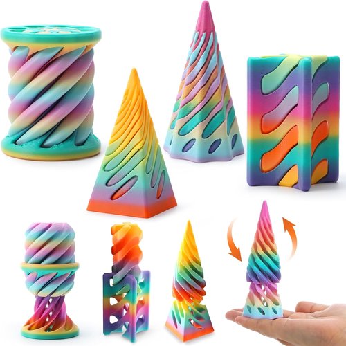 JOYIN 4 Pack Fidget Toys - Pastel Color 3D Printed Spiral Cone for Stress Relief | Perfect Gifts for Kids & Adults