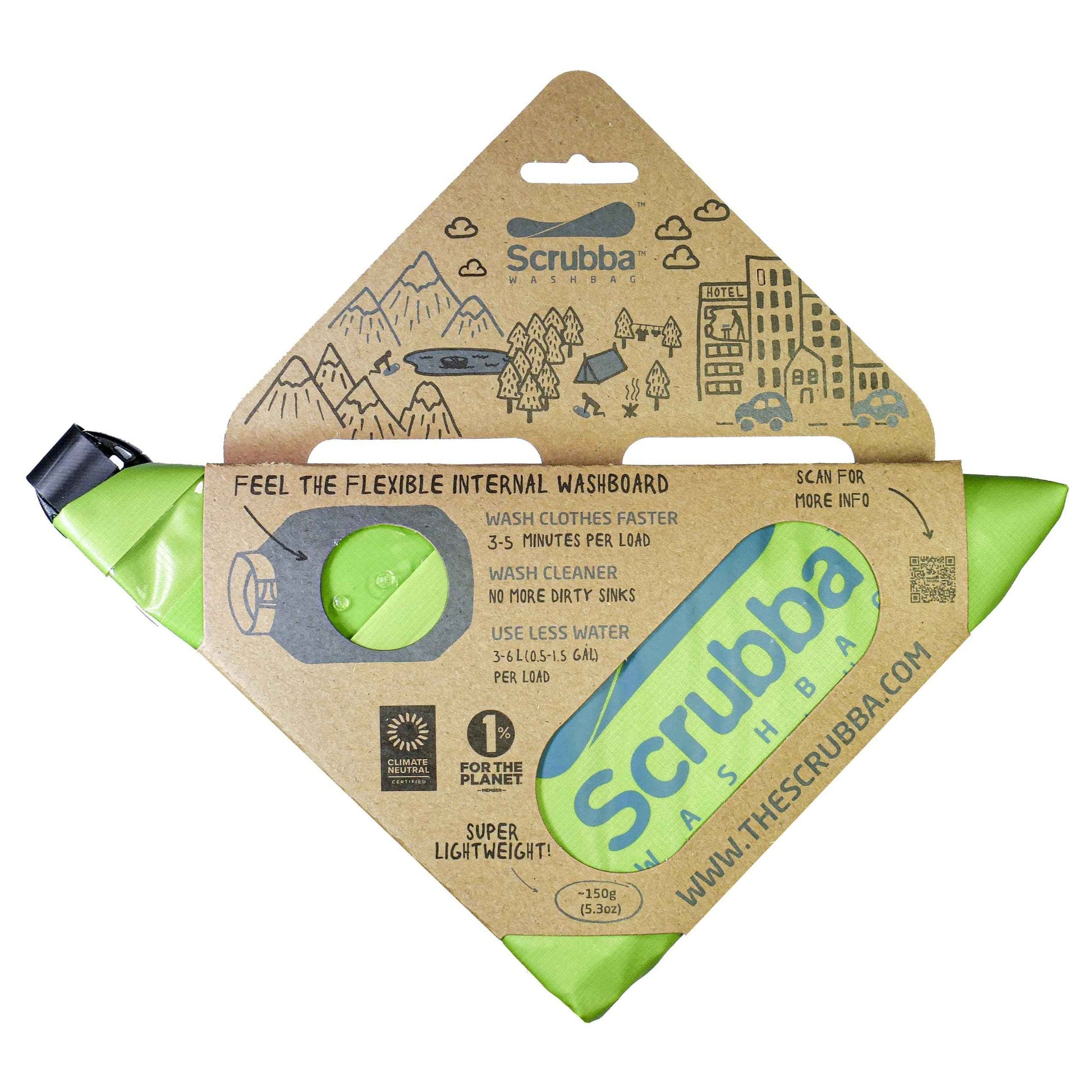 Scrubba Wash Bag Portable Washing Machine - Lightweight Manual Washing Machine for Travel, Camping, Laundry, Baby Clothes - Travel Essentials, Gift - use with Laundry Detergent/Sheets - 5.3 oz.