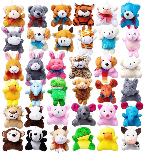 JOYIN 36-Pack Mini Animal Plush Toys - Bulk Stuffed Animal Party Favors for Kids | 3" Each