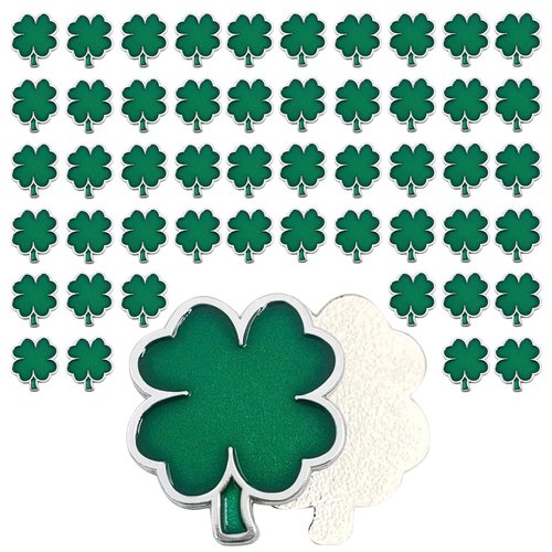 BSTWARM 50 Pcs Golf Ball Markers - Four Leaf Clover, Cute Funny Novelty Golf Markers, Golf Accessories Gifts Ball Position Marking Disc for Men Weman Golfers
