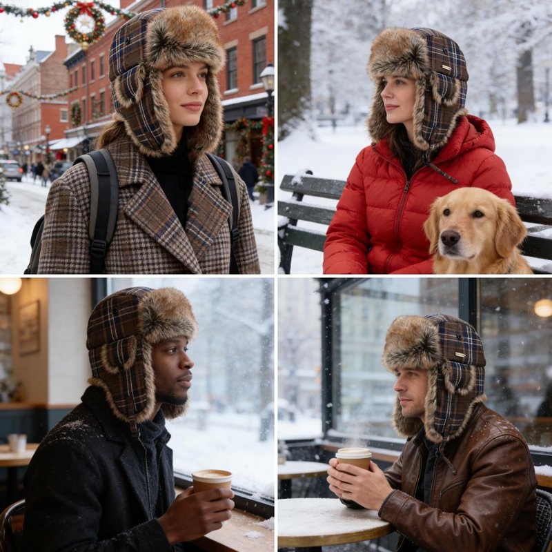NORTH CLIFF Unisex Winter Trapper Hat Cold Proof Keep Warm Hat with Ear Flaps for Hunting Skiing Trooper Winter Outdoor Activities (Candy Series-Brown, L, 23IN)