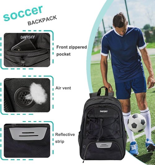 DAFISKY Soccer Backpack - Water Resistant Design with Ball Holder & Shoe Compartment | Ideal for Sports