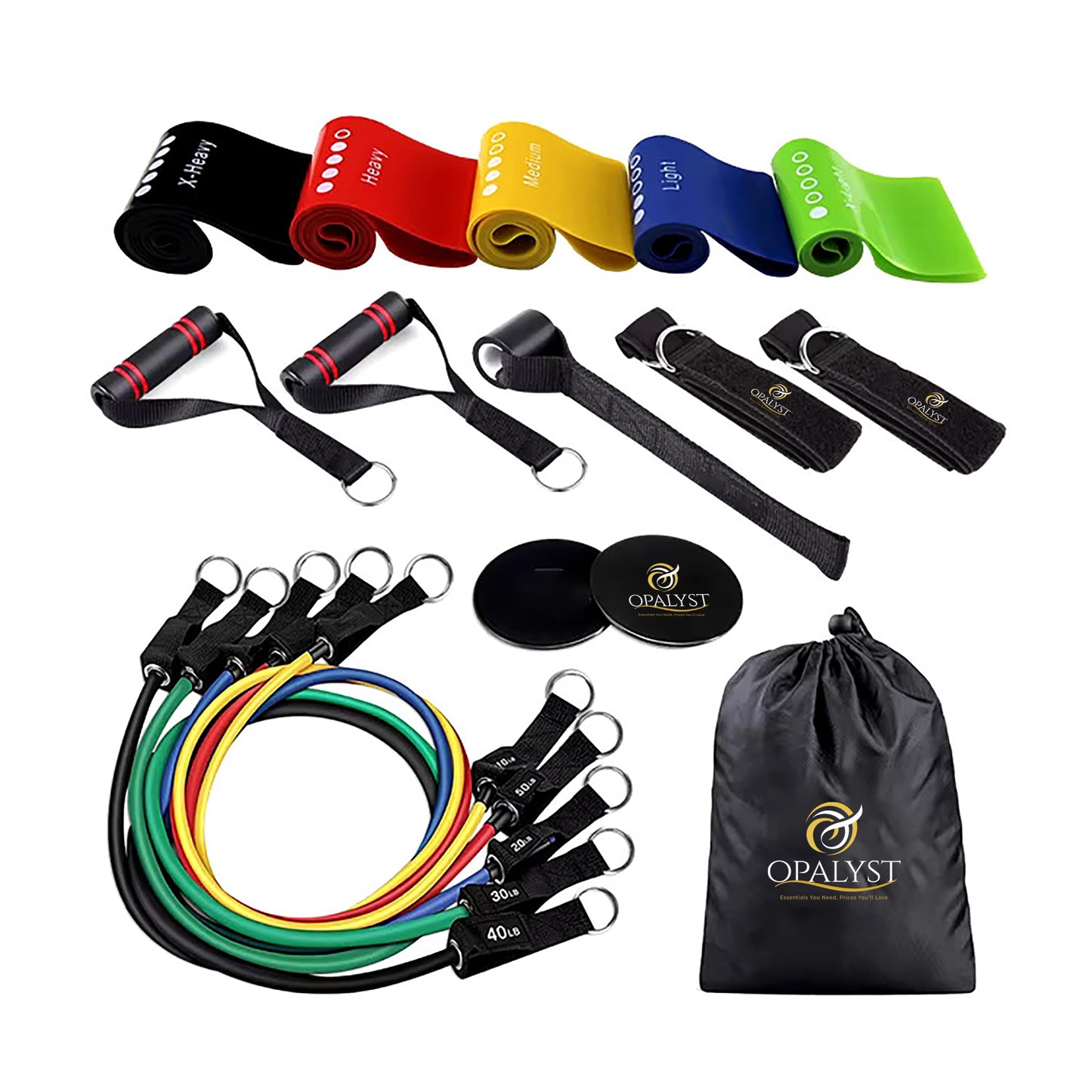11pcs Resistance Band Set for Home Gym – Heavy Duty Exercise Tube Bands with Handles, Door Anchor & Ankle Straps – Full Body Workout Equipment for Strength Training, Yoga, Pilates, Physical Therapy