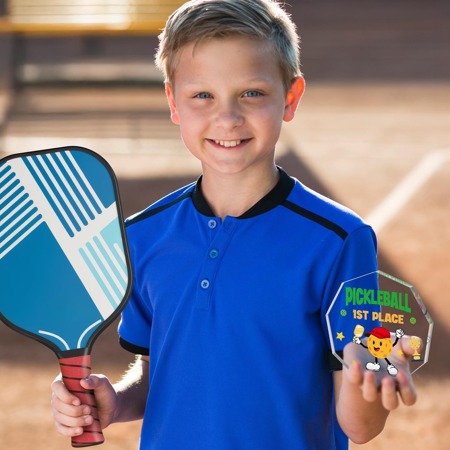 WATINC Pickleball Trophy Award for Tournament - 3PCS 1st 2nd 3rd Place Acrylic Medal Gift for Pickle Baller Competitions, Funny Inspirational Prizes Tiered Tray Tabletop Sign Decor Favors for Adults