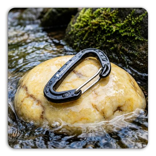 FresKaro 5pcs Carabiner Clips, caribeener clip Heavy Duty, Small Sturdy Key Keychain Accessory, Spring Snap Wiregate Hook, 8kN 1798lbs, for Hiking, Camping, Fishing, Not for Climbing, Mini Size, Black