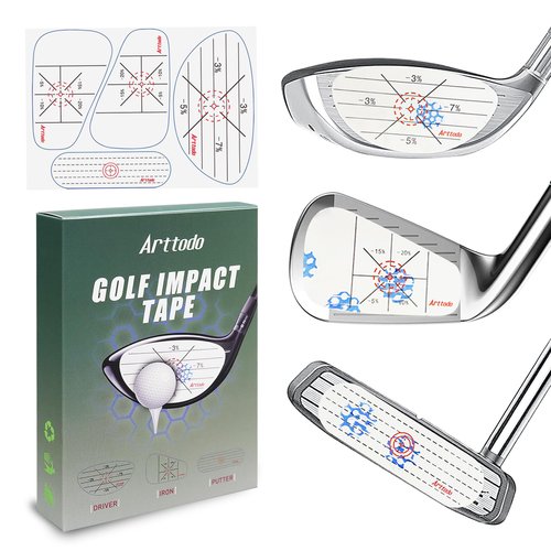 Arttodo Golf Impact Tape, Golf Club Impact Stickers for Iron, Wood, Putter, Improve Golf Swing Accuracy and Distance, Swing Training Aid Impact Labels, Right Hand, 200 PC