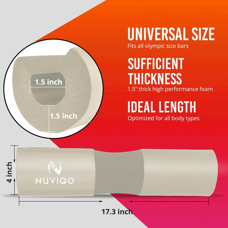 Barbell Pad Squat Pad for Lunges and Squats - Hip Thrust Pad for Standard and Olympic Bars - Provides Cushion to Neck and Shoulders While Training (PEARL WHITE)