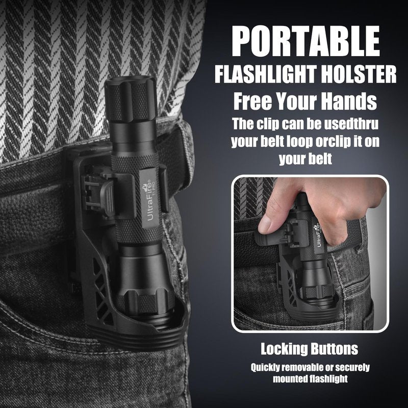 ULTRAFIRE 1000 High Lumen Tactical EDC Flashlight with Holster,Single Mode Police Flashlight with Belt Holder,Bright Law Enforcement Flashlight with Holster for Duty Belt T1 PRO
