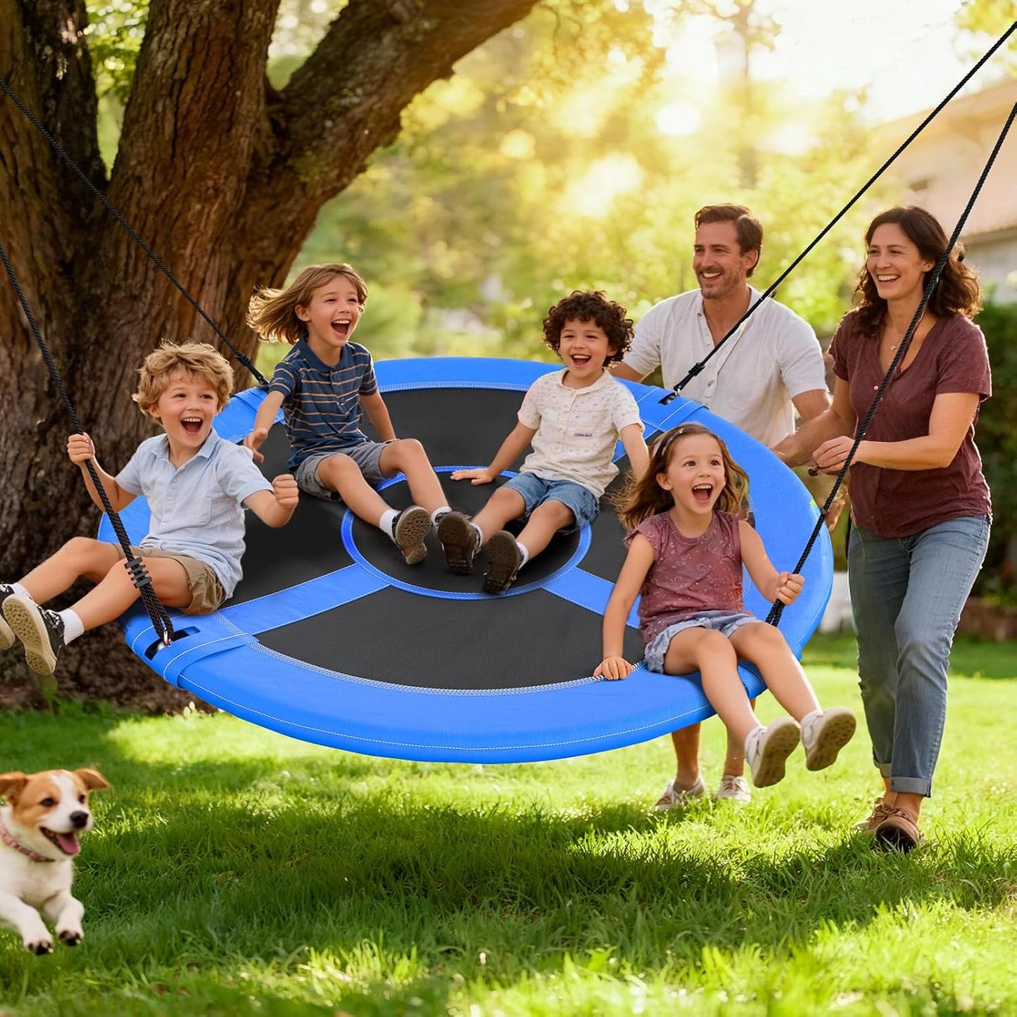 Trekassy 60" Large Saucer Tree Swing - Waterproof 900D Oxford Fabric | Includes 2 Hanging Straps