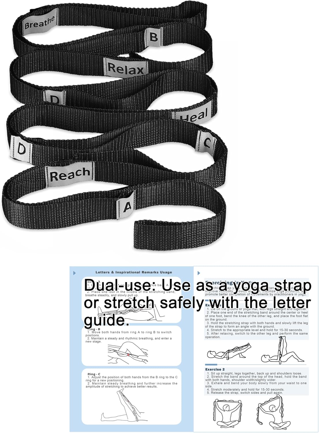 Yoga Strap by Stretching Strap - Non-Elastic Stretch Band with 10 Loops for Flexibility & Physical Therapy