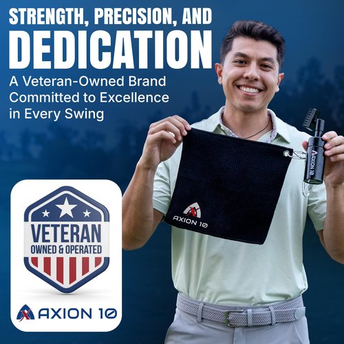 Axion10 Magnetic Golf Club Brush with Water & Towel – Premium Leak-Proof Golf Brush and Groove Cleaner, Nylon Bristle, Strong Magnetic Clip – Golf Club Cleaner for Irons, Wedges, Balls and Shoes