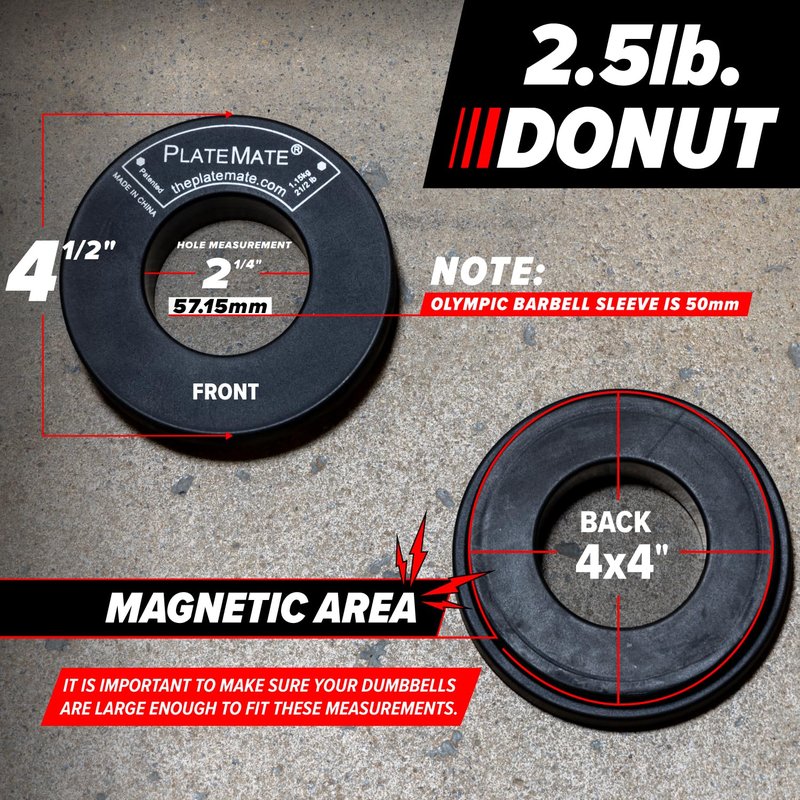 PlateMate Microload Pair 2 1/2 lb. Magnetic Donut Weights (5 lb. Set)