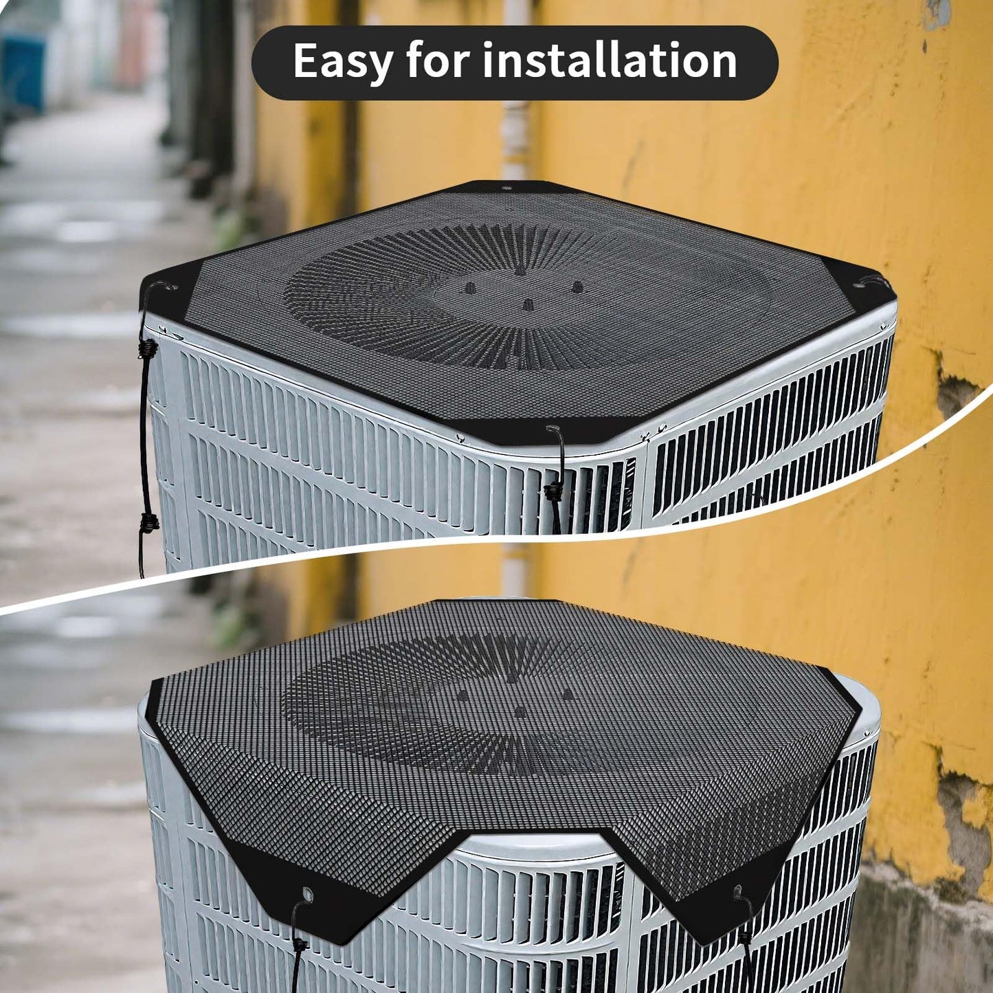 Central Air Conditioner Covers for Outside Units,Mesh AC Cover,Breathable Top Universal Mesh Cover Defender for Air Conditioner All Seasons(Black,26'' x 26'')