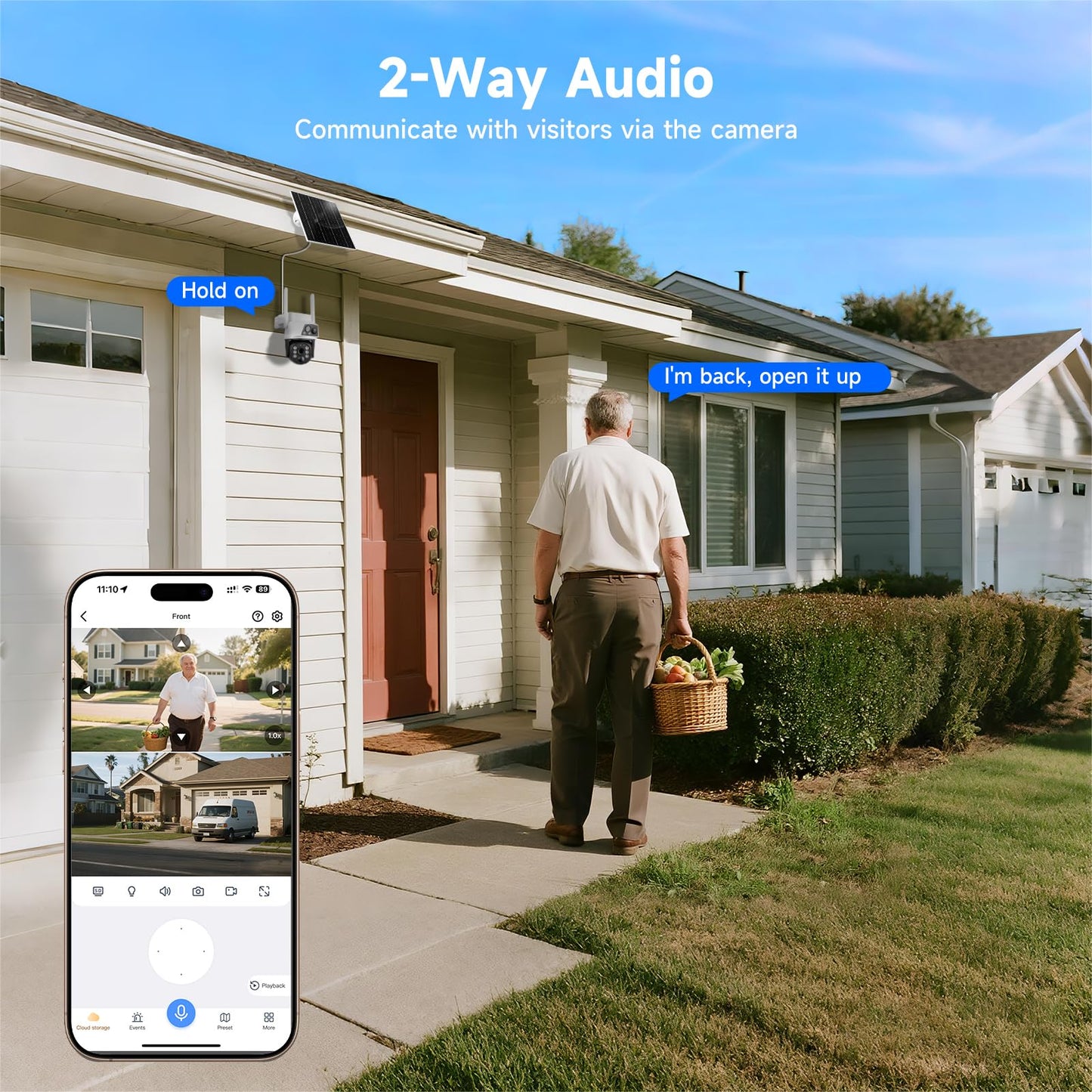 VeryFocal Dual Lens Solar Camera Wireless Outdoor, 2.4GHz/5GHz WiFi Connectivity for Home Security, 4MP QHD 360° PTZ Cameras, PIR Motion Detection, Color Night Vision, IP66