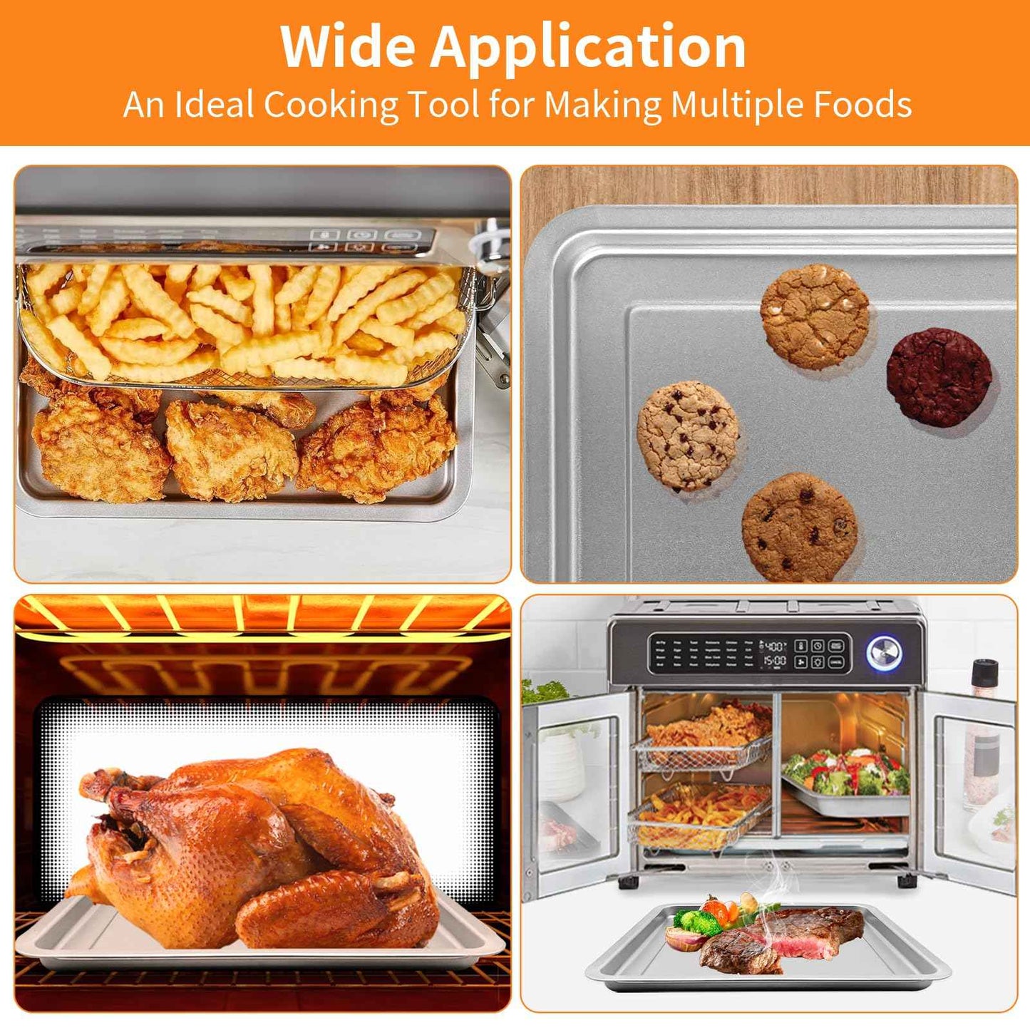 GWBSXM Air Fryer Grill Pan for Emeril Lagasse 26 QT Extra Large Air Fryer, 12.5''×11.3'' Stainless Steel Air Fryer Tray Accessories Grill Plate Crisper Plate Replacement Parts Rack