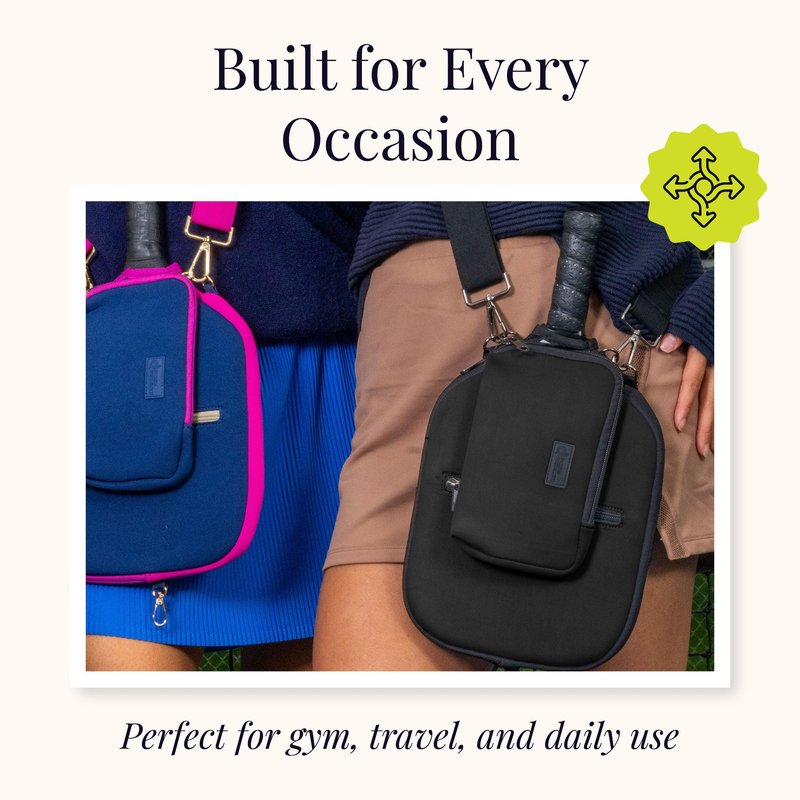 Posh Pickler Clip-On Expandable Neoprene Pouch with Zipper, Weather-Resistant Design, Secure Storage for Keys, Cards, & More, Compatible with Crossbody Paddle Cover & Strap, 7.75" L x 5" W, Navy