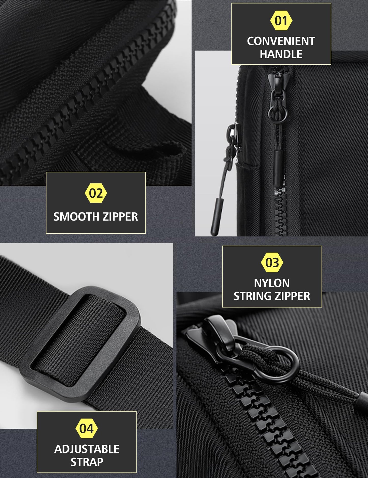 Peicees Mini Sling Bag for Men Women Crossbody Bag Travel Running Phone Daypack Shoulder Bags, Black