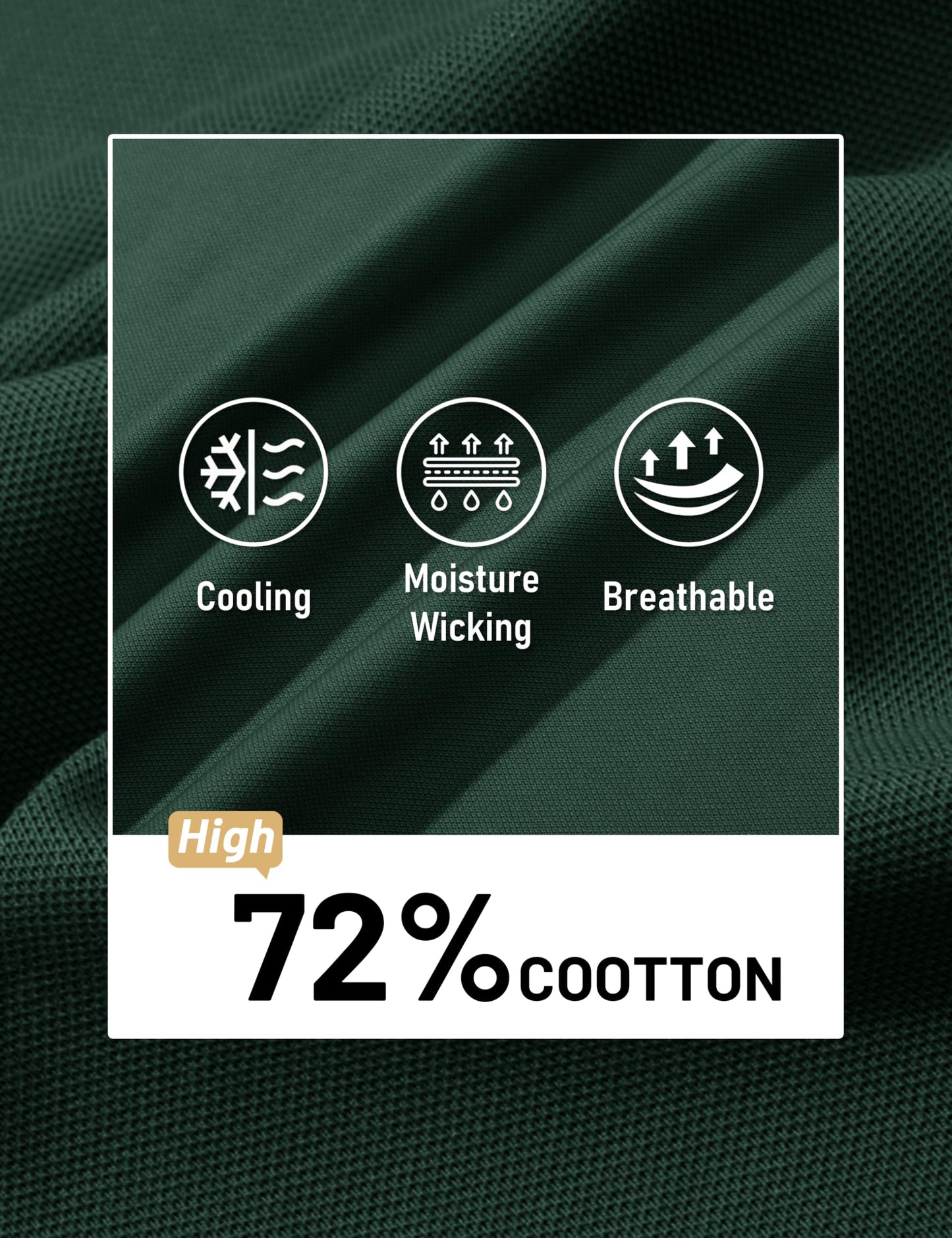 MAGCOMSEN Polo Shirts for Men Short Sleeve Golf Shirts Cooling Shirts Work Polo Shirts Collared Shirt Casual T Shirts Summer Tops Dark Green, L