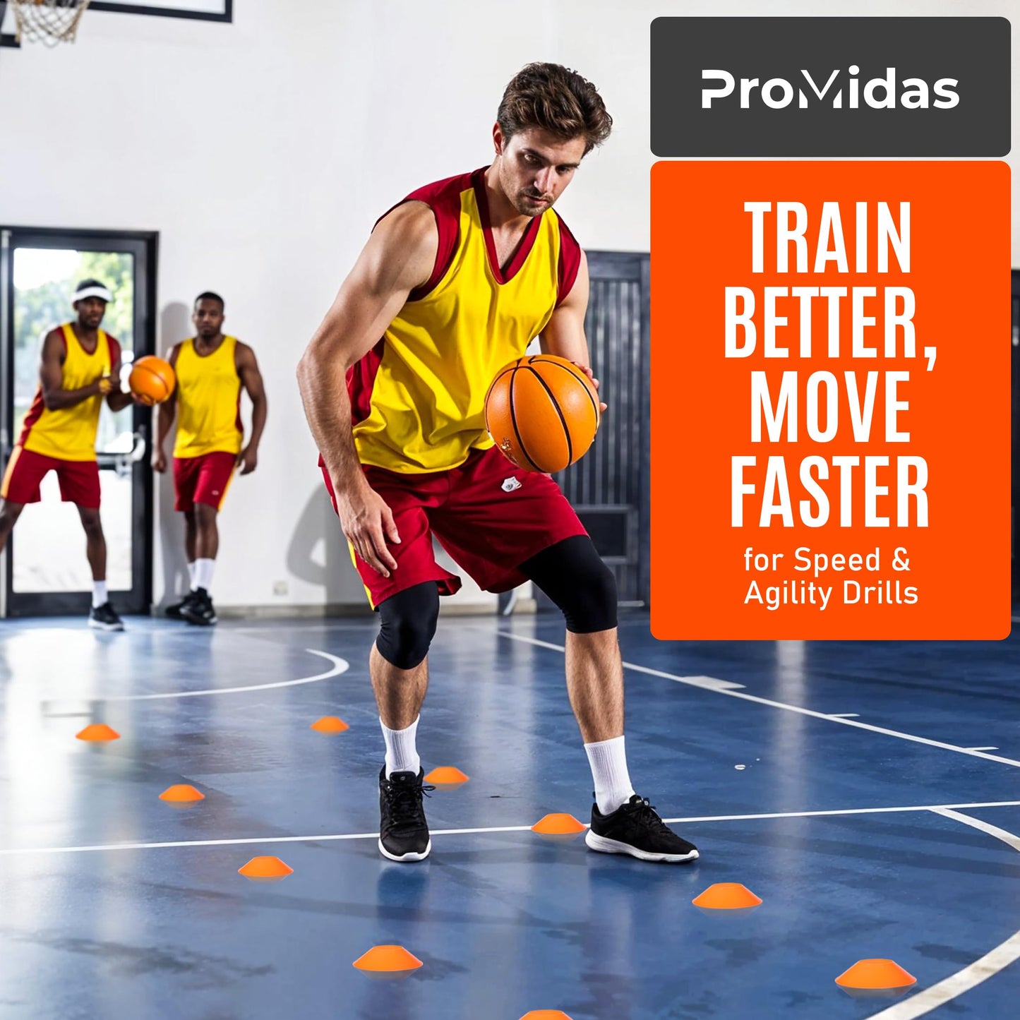 ProMidas Mini Cones for Sports - Better Space Utilization - Comes with Shoulder Strap - for Agility Training Drills (Orange - 25 Pack) (MC-Orange-25)