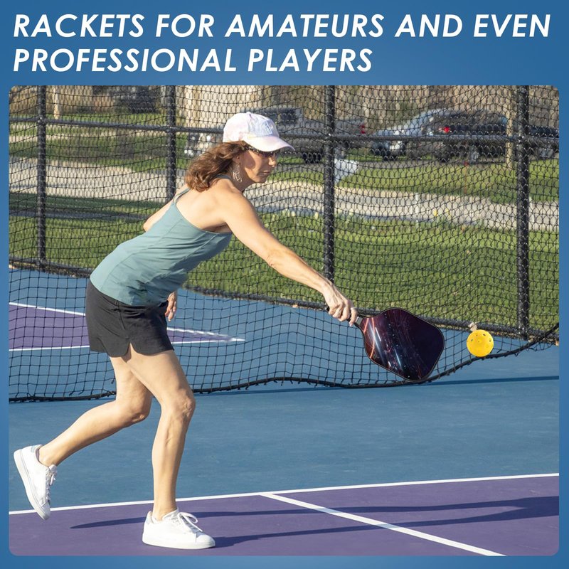 Pickle Ball Set Pickleball Paddles Set of 2 Carbon Fiber Pickleball Paddle Includes 4 Balls, 2 Ball Pickers, 1 Ball Bag Best Gifts for Junior and Professional Pickleball Equipment (Silver)