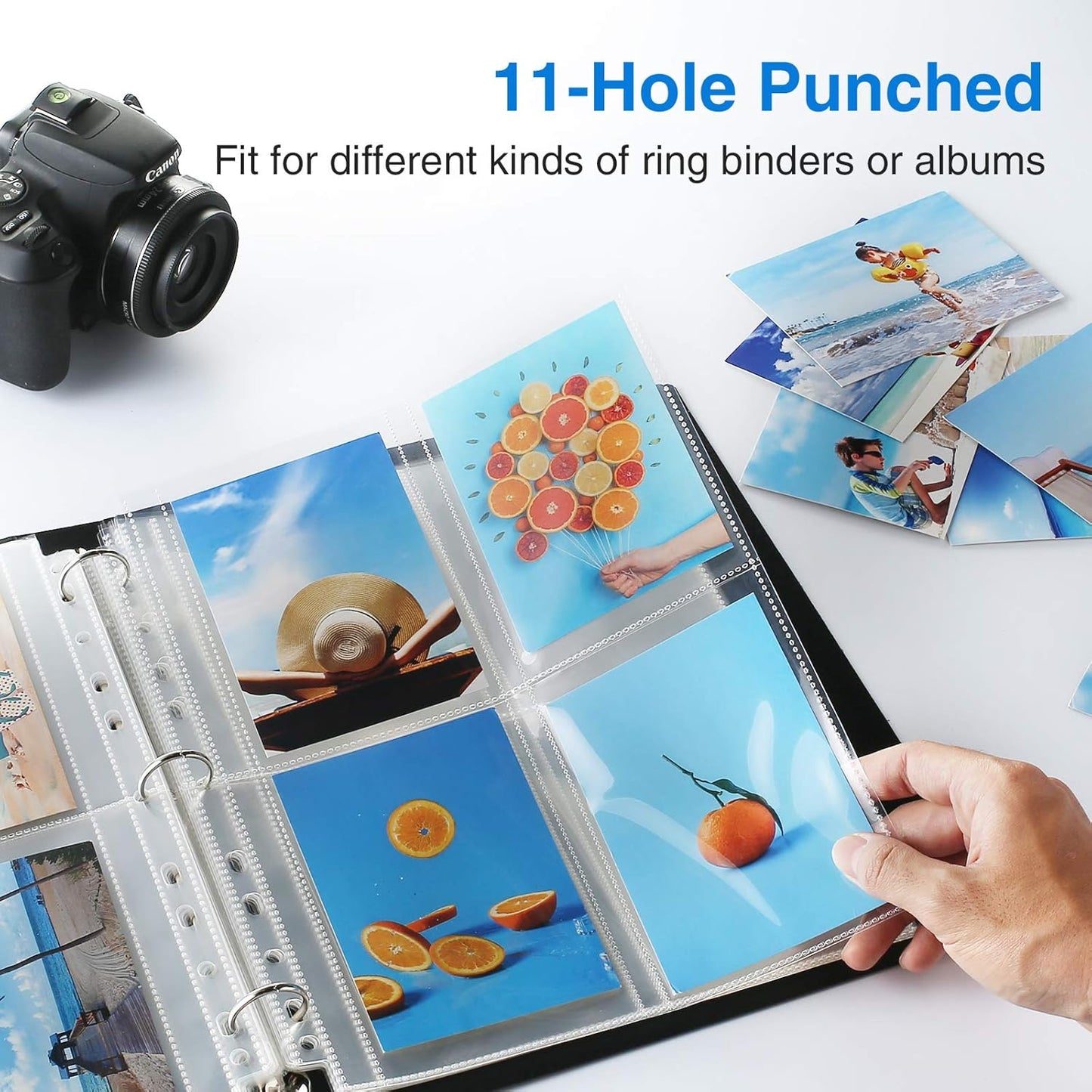 Sooez 30 Pack Photo Sleeves - Heavy Duty Plastic Page Protectors for 3 Ring Binder | Clear 3.5x5 Inserts