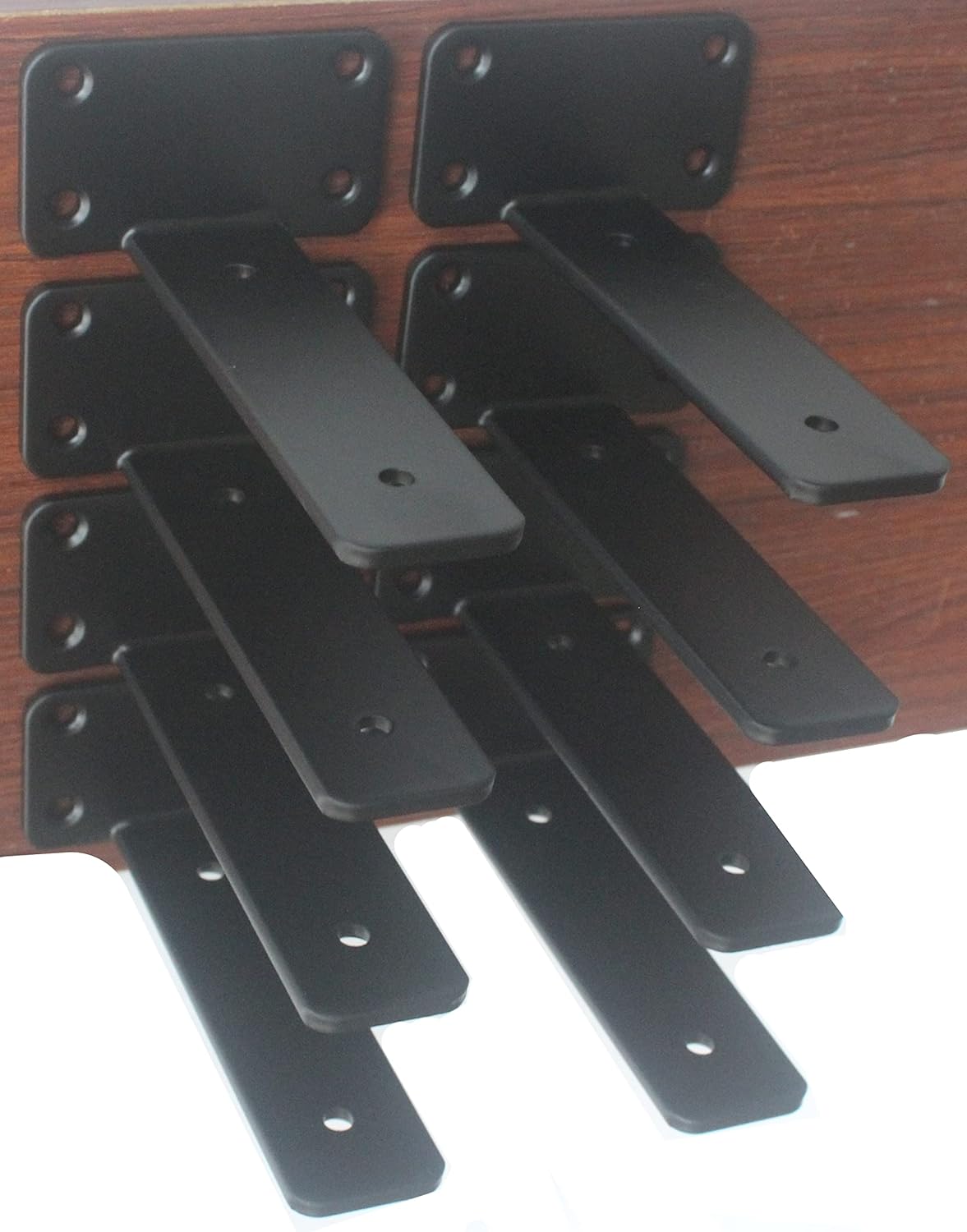 10-Inch Black Iron Floating Shelf Brackets - 12 Pack Rustic Industrial Support