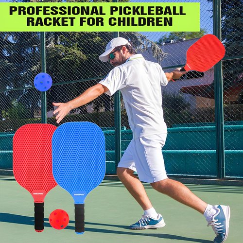 GOODLYSPORTS Kids Pickleball Paddles Set of 2 - Lightweight Pickleball Racket, Outdoor Games for Kids Ages 4-8, Pickleball Gifts for Training Beach & Backyard Ages 8-12