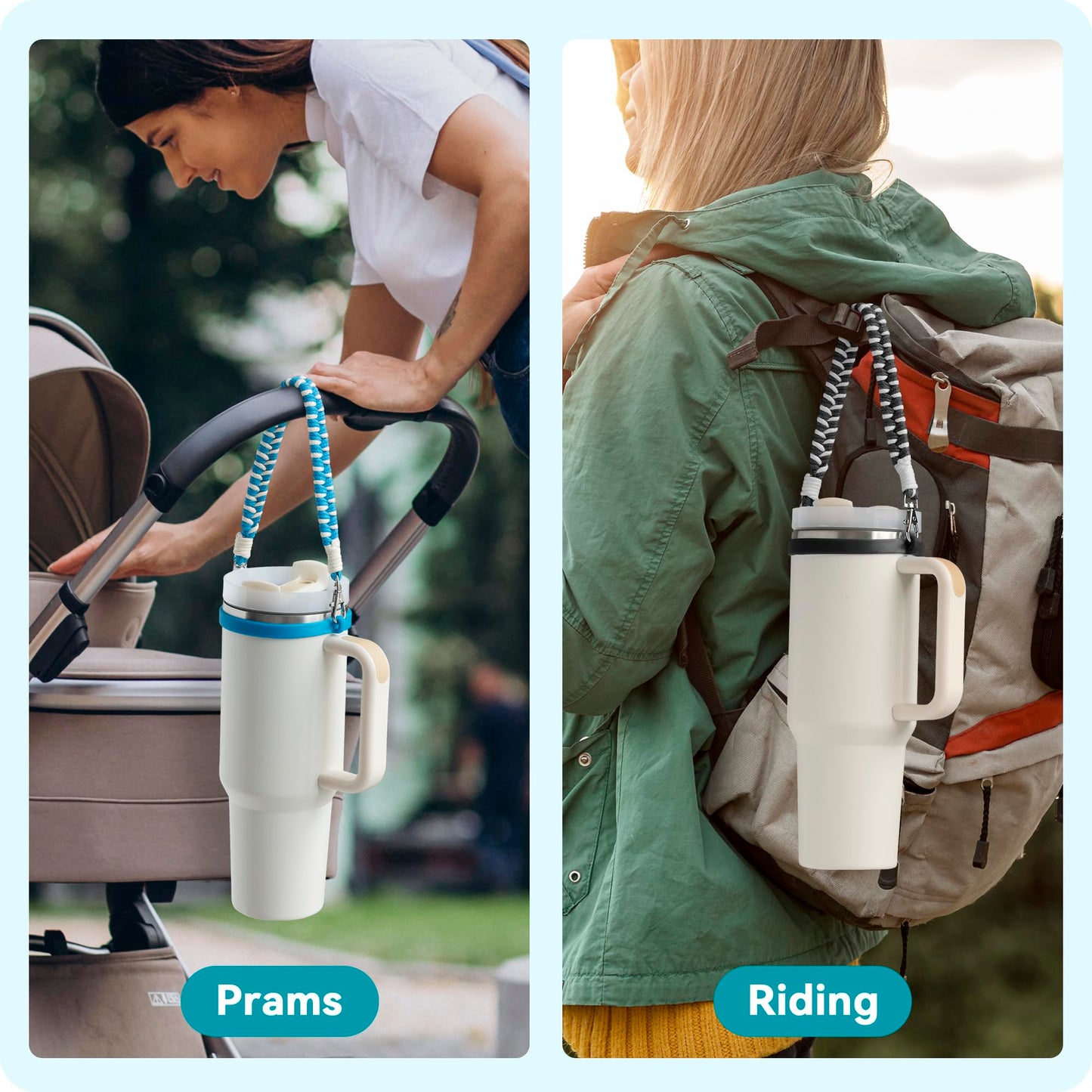 Soledea Water Bottle Handle Strap Compatible with Owala & Stanley Cups, Hand-Woven Lanyards Silicone Water Bottle Sling, Carrier, Holder with Strap