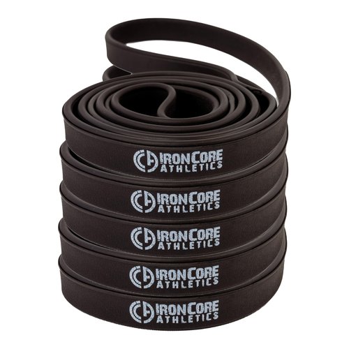 Iron Core Athletics Premium Exercise Bands - Ultra Durable, Non-Slip, Comfort-Edge Resistance - Tested Over 30K Pulls - 5 Pack of Black Band - 30 - 50lb of Resistance