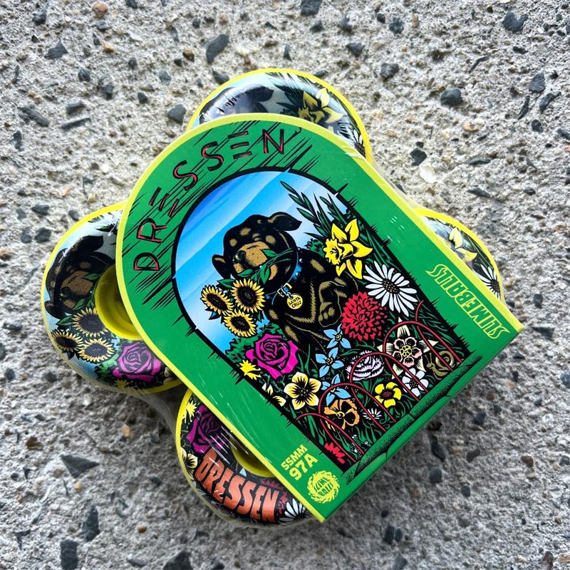 55mm Eric Dressen Pup Green 97a Hardline Slime Balls Skateboard Wheels