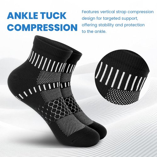 IRAMY Ankle Compression Socks for Men Women Cushioned Running Athletic Socks Plantar Fasciitis Relief 4 Pairs