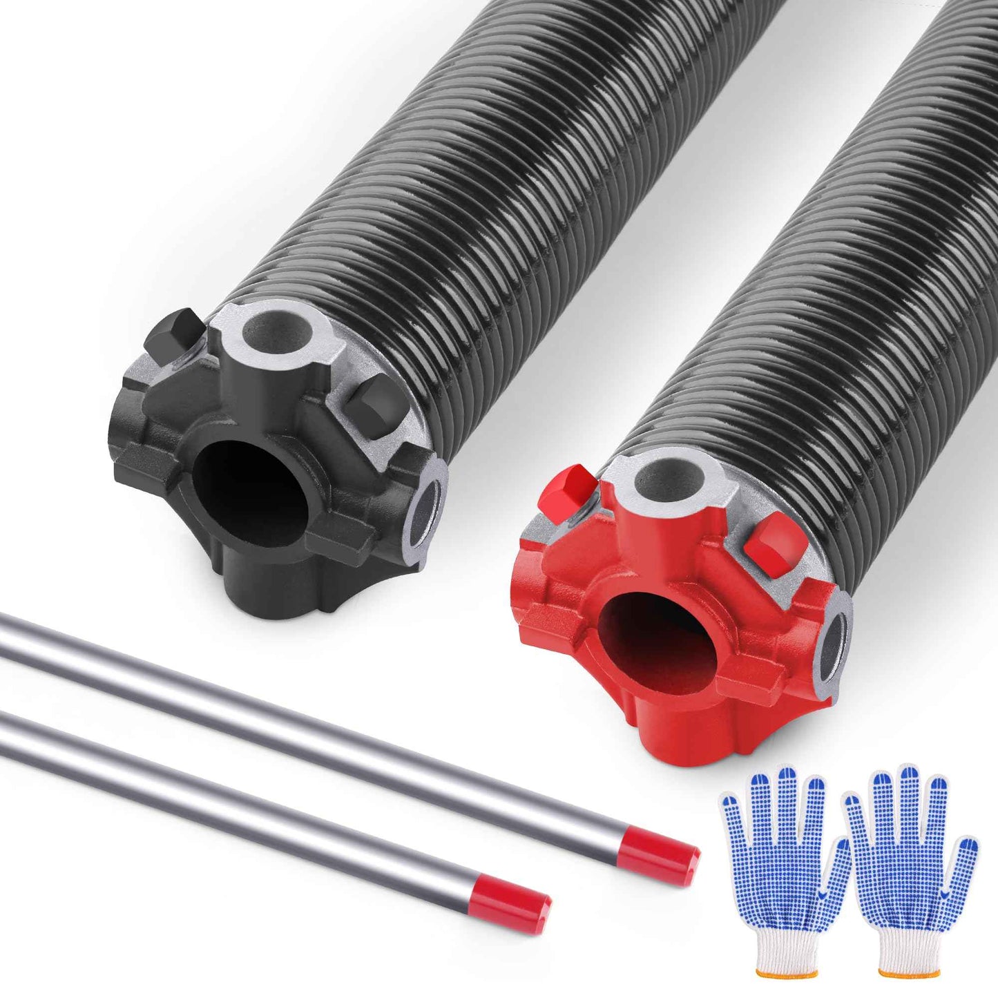 GarageSpringF2C One Pair of 2" Garage Door Torsion Springs, Electrophoresis Coated Garage Spring Set for Replacement with Non-Slip Winding Bars - Size 234x2x27"
