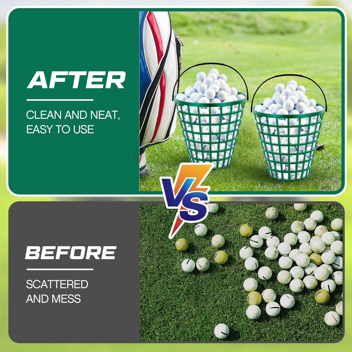 Halloscume 2 Pcs Golf Ball Basket, Can Hold 100 Balls Golf Container with Handle Holder Contain Stadium Accessories Storage Bucket for Storage Accessories(10 x 10 inch)