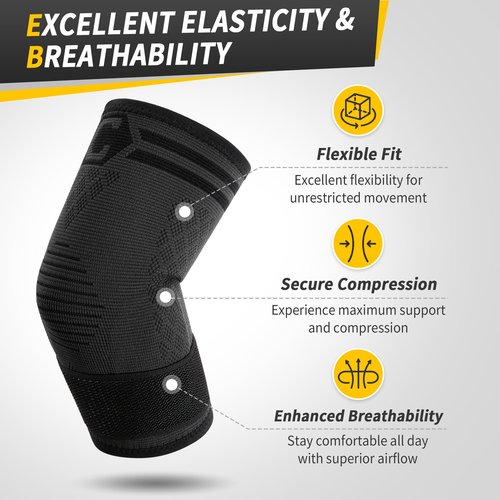 CAMBIVO 1 Pair Elbow Compression Sleeve with Removable Strap & Gel Pad for Men Women, Elbow Brace for Tendonitis and Tennis Elbow, Golfers Elbow Brace for Weightlifting, Arthritis, Workout, Joint Pain