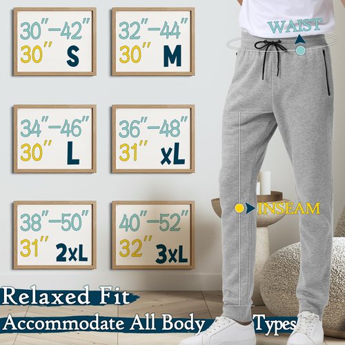 Loofure Sweatpants for Men Fleece 3 Pack Joggers Gym Workout Athletic Track Mens Sweat Pants Cotton with Zipper Pockets