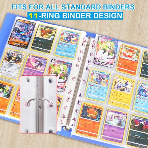 ABLY 540 Pockets Double-Sided Trading Card Sleeves - 9-Pocket Clear Protectors for Game Cards | Fits 3 Ring Binder (30 Pages)